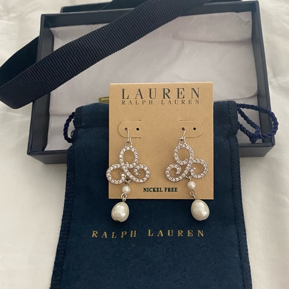 Ralph Lauren Jewelry - Ralph Lauren Silver Crystal Pearl Earrings